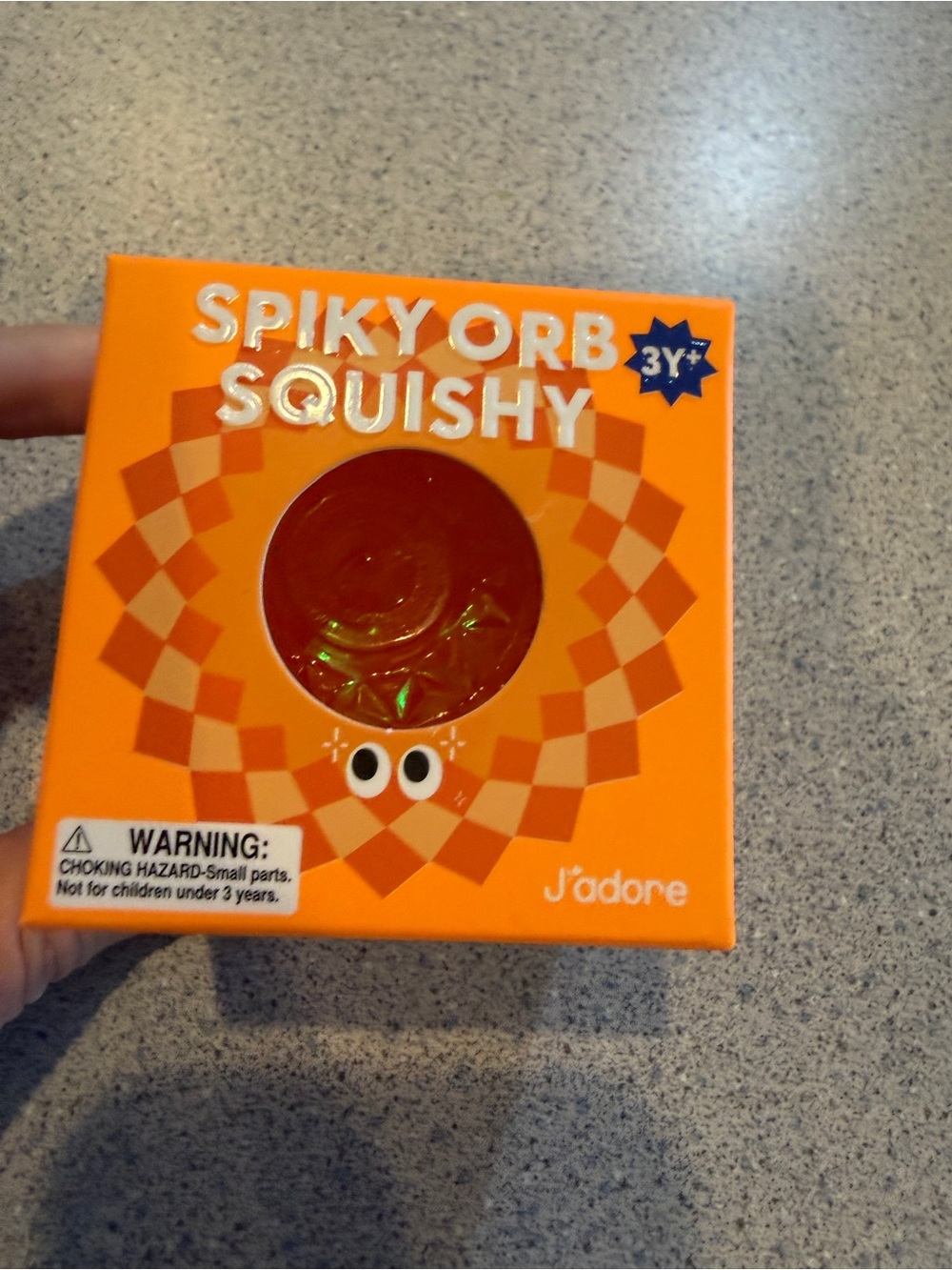 New J'adore Spiky Orb Squishy Textured Sensory Squeeze Squish Toy Orange Ball 3+